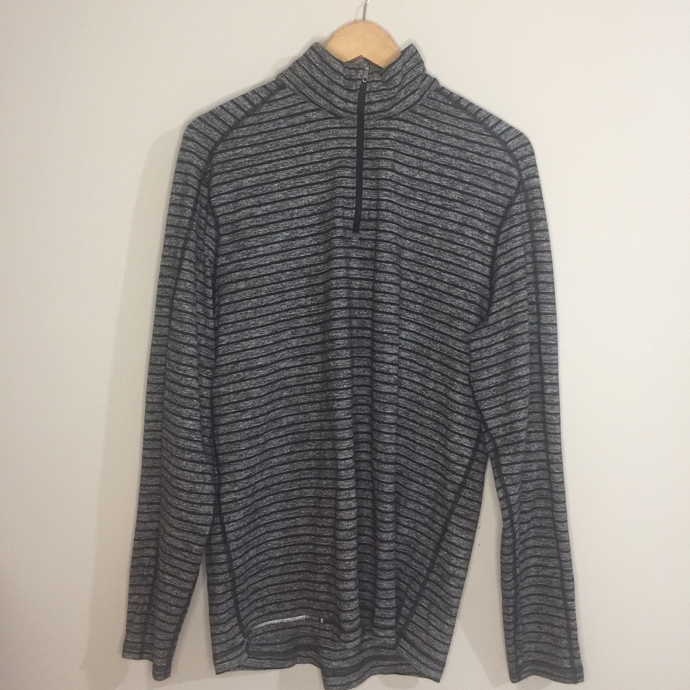 Lululemon size XL 1/2 Zip Raven Stripe Black - Picture 8 of 12
